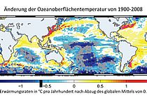 Beobachtete Temperaturänderung von 1900-2008.