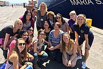 The female scientists of the expedition MSM60 with the research vessel MARIA S. MERIAN in January 2017. 