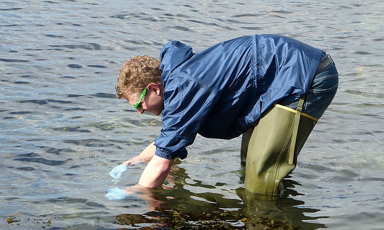 Der erste Schritt zum biotechnologischen Produkt: Probennahme an der Kieler Förde. Foto: Jan Skula