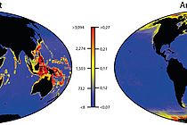 Global maps of species richness (left) and speciation rate (right). After Rabosky et al., 2018).