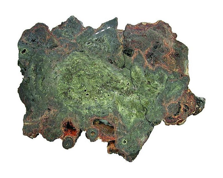 Querschnitt einer Massivsulphid-Probe. Foto: GEOMAR