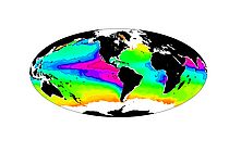 Die Grafik zeigt in in den dunklen Blautönen die Sauerstoffminimumzonen in den tropischen Ozeanen. Sie spielen für den Stickstoffkreislauf eine große Rolle. Für den Kieler SFB 754 sind die das Hauptarbeitsgebiet. Grafik: GEOMAR